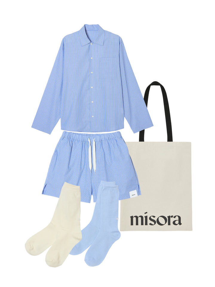 Gift set for HER - Pajamas set/Blue double stripe